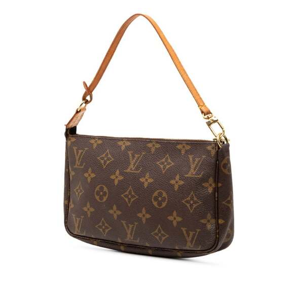 LOUIS VUITTON Authentic Brown Monogram Leather Pochette Shoulder Bag - Picture 2 of 7